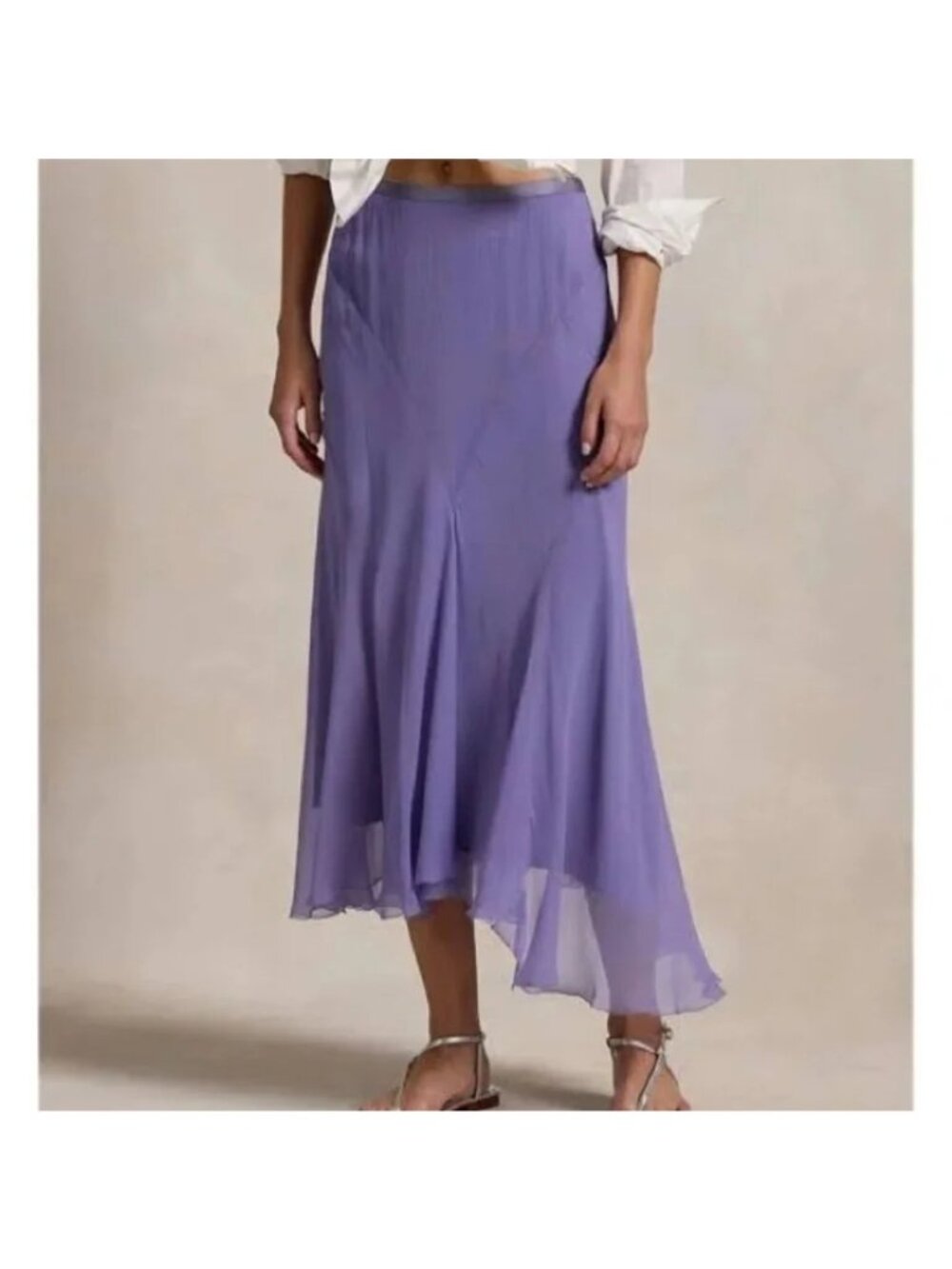 Polo Ralph Lauren Amla Midi Skirt in Lavender Purple 6 Womens Chiffon - Picture 10 of 14